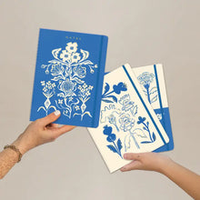 Load image into Gallery viewer, Blue Flower Bouquet Trio Notebook Set