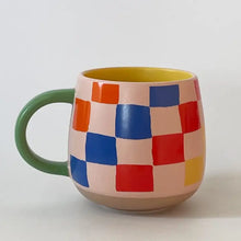 Load image into Gallery viewer, Rainbow Checks Ceramic Mug