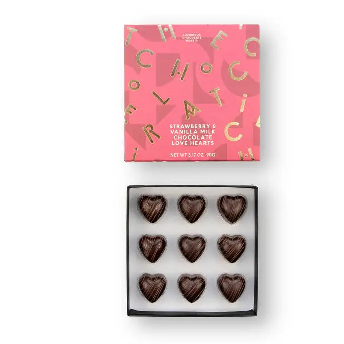 Strawberry & Vanilla Milk Chocolate Love Hearts