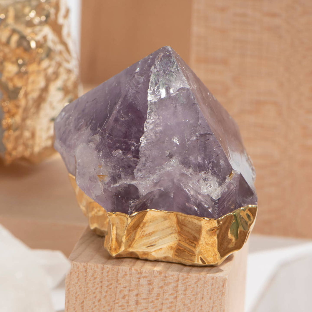 Gold Gilded Natural Standing Amethyst Points
