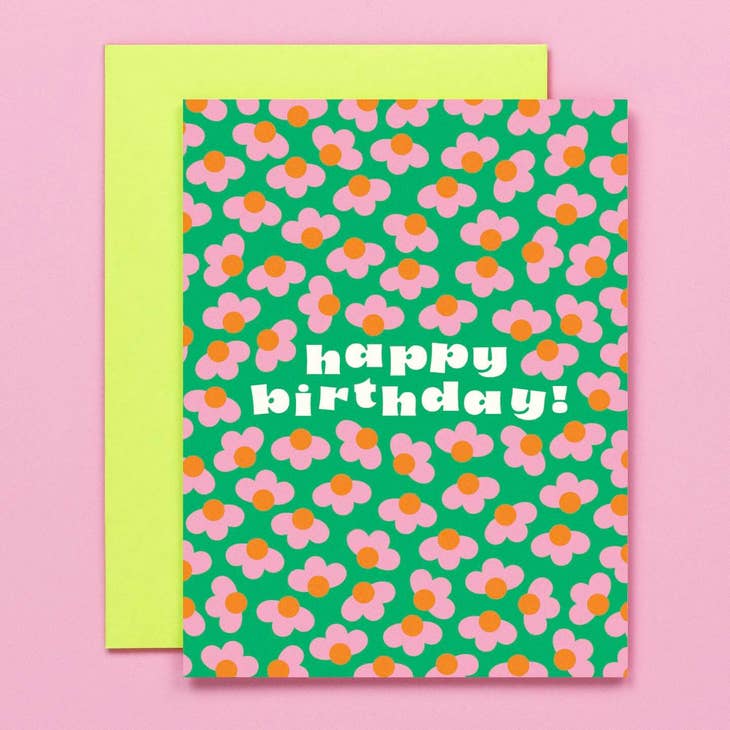 Birthday Buds Flower Pattern Birthday Card