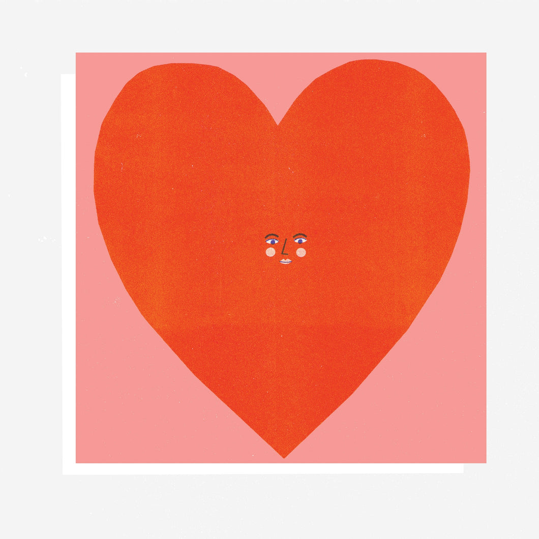 Big Heart Face Square Card