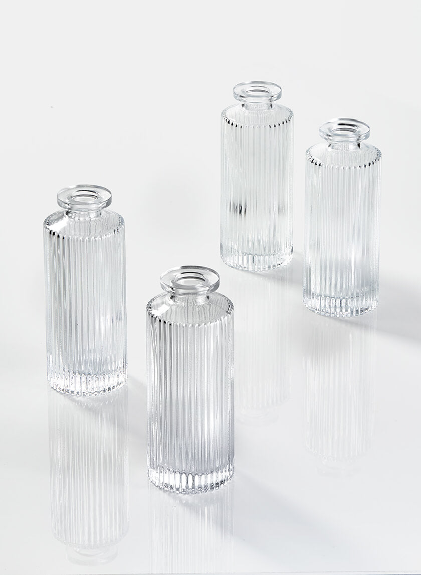 Pleated Glass Bottle Bud Vase