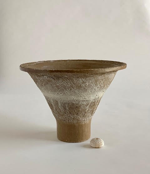 Tan Stoneware urn